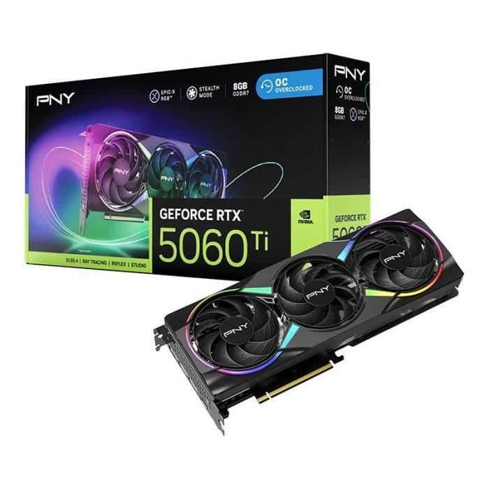 PNY Carte graphique GeForce RTX™ 5060 Ti 8GB ARGB Overclocked Triple Fan DLSS 4