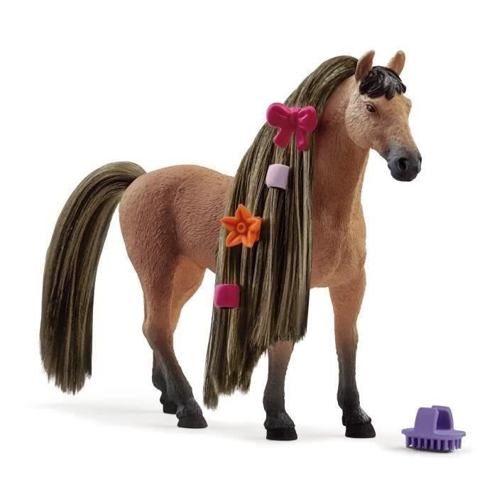 Figurine Étalon Akhal-Teké à coiffer- Coffret de 8 Pièces avec Figurine Cheval à coiffer pour Garçon