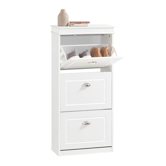 SoBuy Meuble à Chaussures 3 Abattants Range Chaussures 12 Paires Armoire Entrée Compacte en MDF Blanc 53x24x117 cm