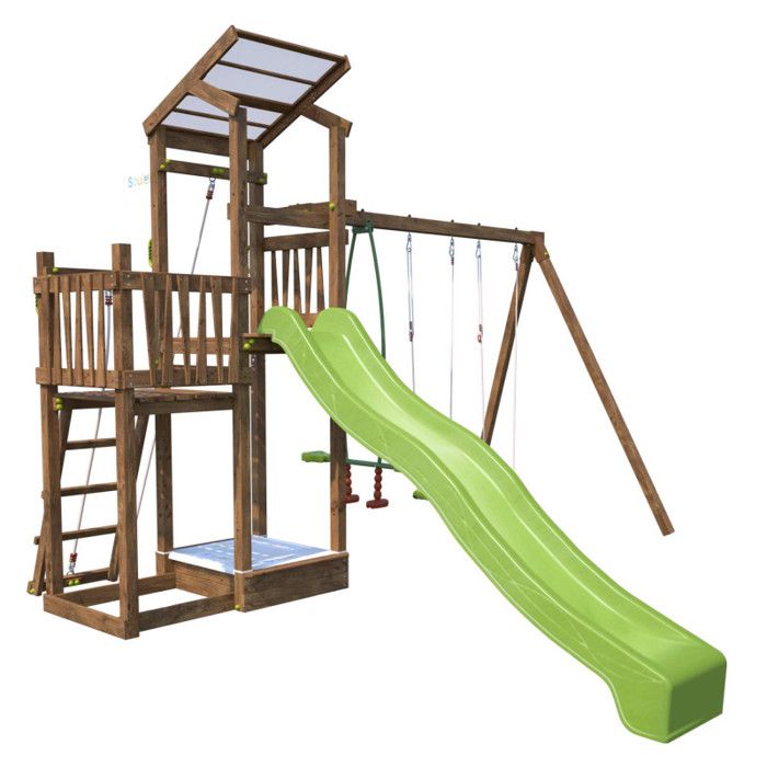 SOULET - Aire de jeux pour enfant 2 tours avec portique et bac à sable - FUNNY Swing 150 sans optionEn Bois -Pour Particulier