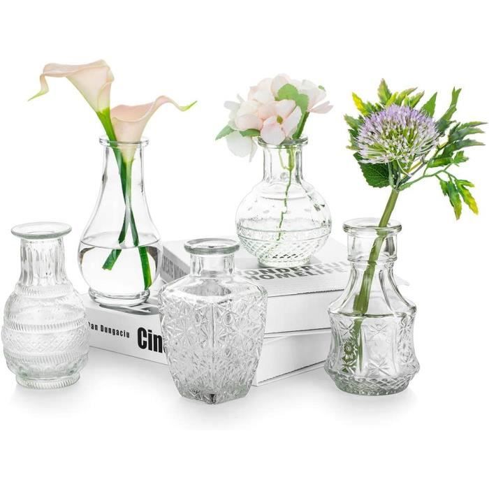 Hewory Petit Vase Deco Table - 12 Soliflore en Verre Petit Vase en Verre Transparent pour Centre