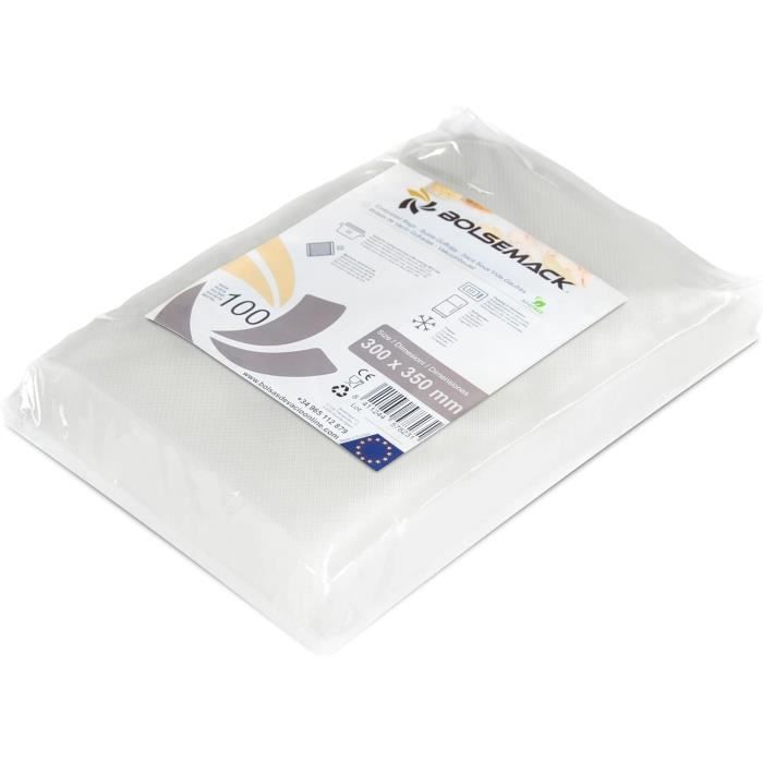 Sacs Sous Vide Gaufrés 350x500 Mm - Lot De 100 - Pour Conservation Alimentaire, Compatible Avec La Plupart Des Machines