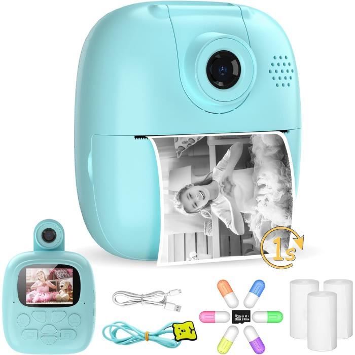 Appareil Photo Instantané Enfant DIAMOOKY | 26MP 1080P Zoom 10X | Impression Noir Et Blanc | Cadeau 3-12 Ans
