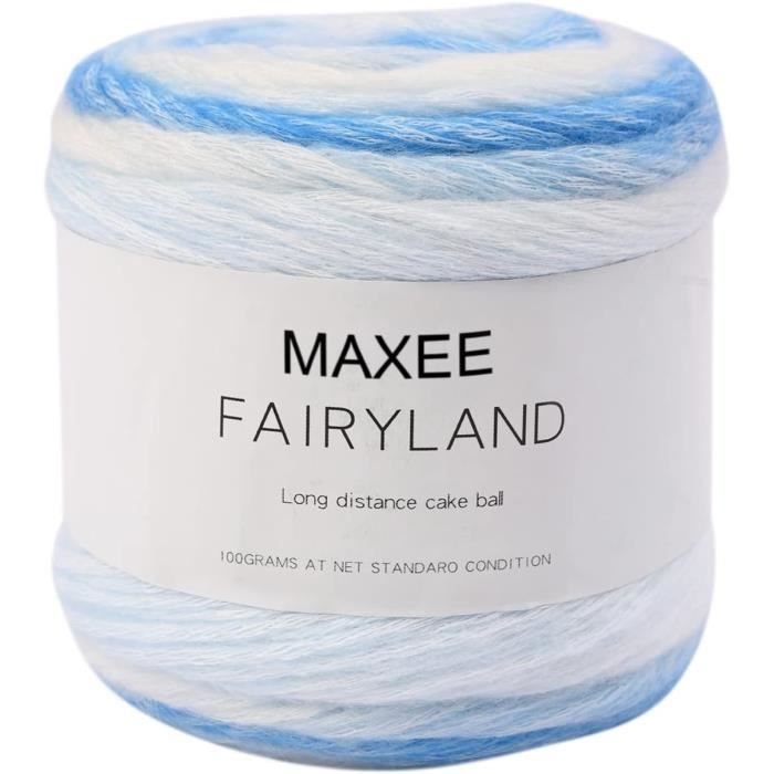 Pelote De Laine Dégradé Multicolore MAXEE - 100g / 250m, 80% Coton 20% Acrylique - Couleur 06 Bleu Foncé