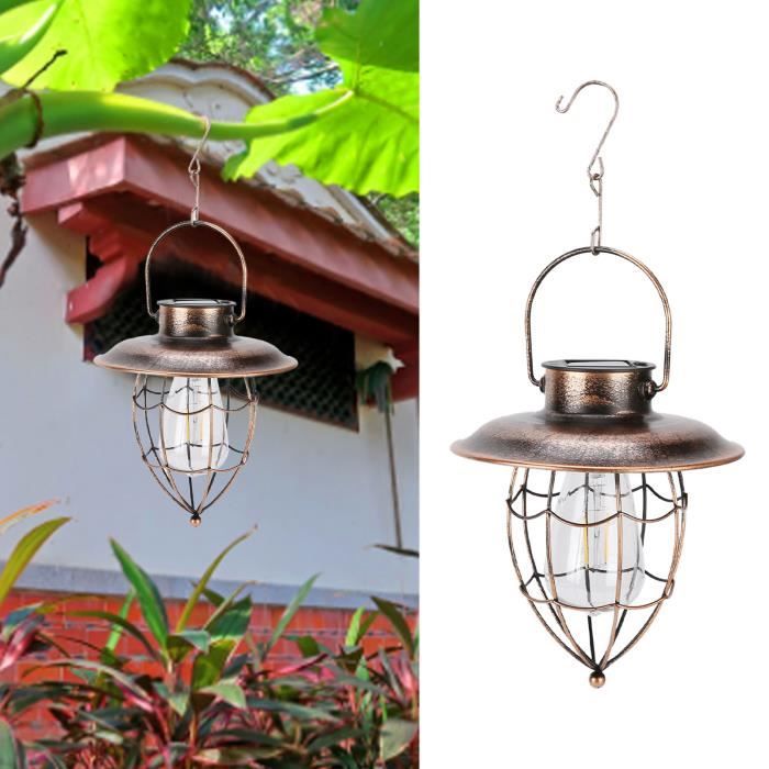 Lanterne Solaire Vintage – Lampe De Camping/jardin, Effet Flamme LED, Suspension
