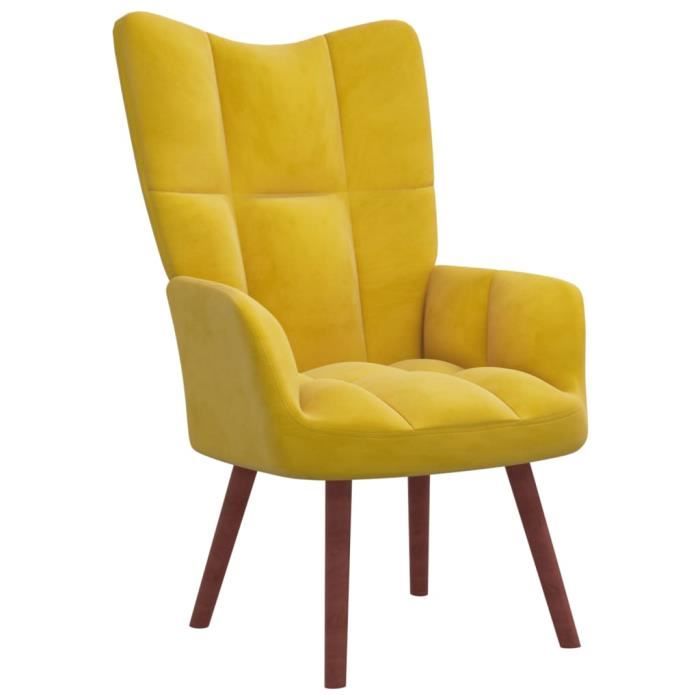 Fauteuil Salon MVS - Chaise de relaxation Jaune moutarde Velours855 Kg