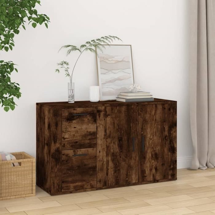 821001 vidaXL Buffet Chêne fumé 100x33x595 cm Bois dingénierie