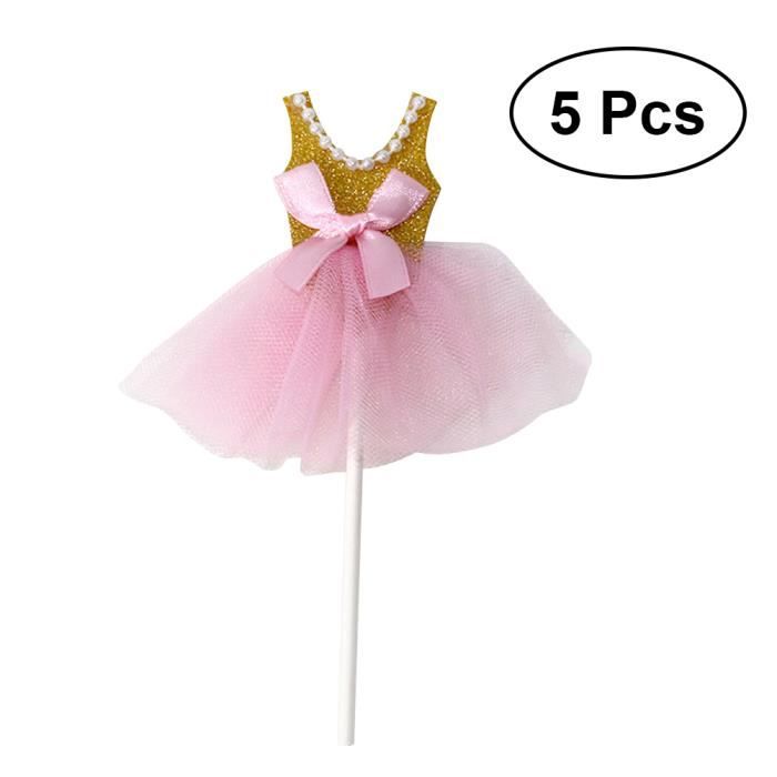 5 Pcs Bling Ballerine Jupe Princesse Tutus Robe Gateau Toppers Accessoires Cupcake Picks Coffret Mixte Textile Repas Jouet Cdiscount Pret A Porter