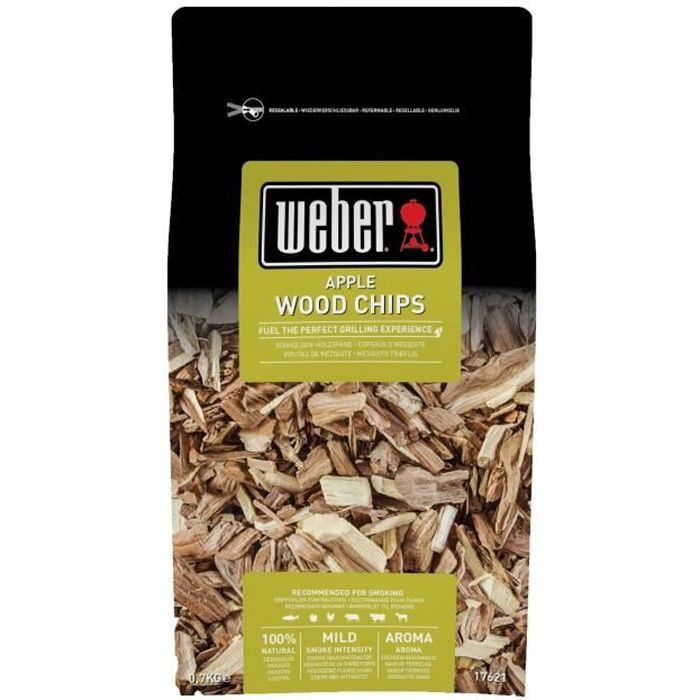 Boîte de bois de fumage - WEBER - Pomme - 0,7kg - Sac refermable en plastique