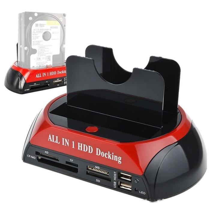 KALEA-INFORMATIQUE Drievoudig dockingstation met 2 SATA-poorten en een IDE 2 ,5 en 3,5 naar USB 3.0-poort. HDD-dock met CLONING-functie en 3A-voeding
