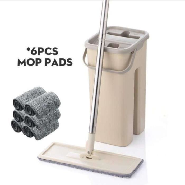 Serpillière Microfibre Avec 4 Chiffons Lavables - Manche Réglable, Pince Amovible - Pour Sols, Murs, Carrelage