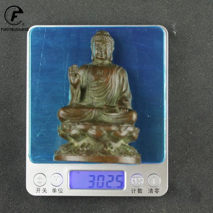 Grande Statue Bouddha 35cm - Finition Cuivre Antique - Aluminium - Aubaho