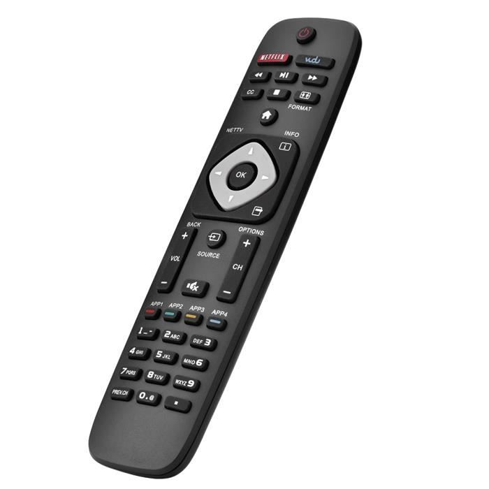 Telecomando Sostitutivo Per TV Philips - Universale Per LCD, LED, Smart TV, Con 6 Tasti Di Accesso Rapido