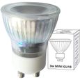 4 x Ampoule mini LED GU10 3W SMD en verre. Blanc froid 4000 K Remplacement des ampoules 35w MR11 halogènes 230 Lumens. Dimensions:-1