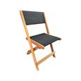 Chaise pliante en bois exotique "Seoul" - Maple - Noir - Lot de 2 44 x 49 x 79 cm - Hauteur d'assise : 45 cm,-1