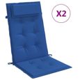vidaXL Coussins de chaise à dossier haut lot de 2 bleu royal 361904-1
