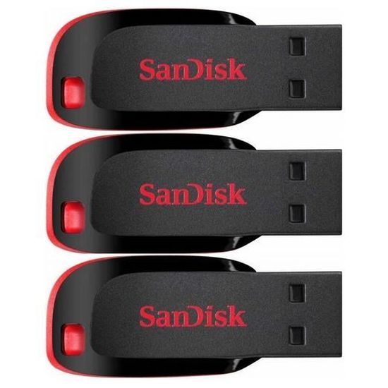 Pack De 5 Clés USB 2.0 SanDisk Cruzer Blade 16 Go - Ultra-compactes Et Légères - Stockage Fiable Pour Fichiers, Musique, Photos