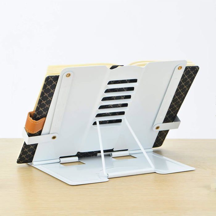 Grand support de bureau en métal - Support de lecture réglable - Support de documents portable robuste et léger - Pour livres, tablettes, livres de musique, recettes de cuisine (noir