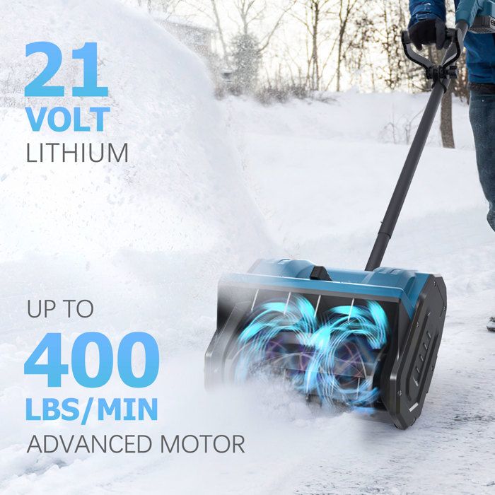 Fraise à Neige Électrique Sans Fil - Pliable - 2 Batteries 3000 MAh - Largeur 40 Cm - Jet 10 M - Pour Allées & Trottoirs - 3