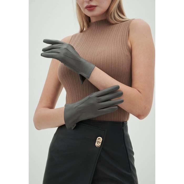 gants 100% cuir véritable noir pour homme Moto Tactile Hiver