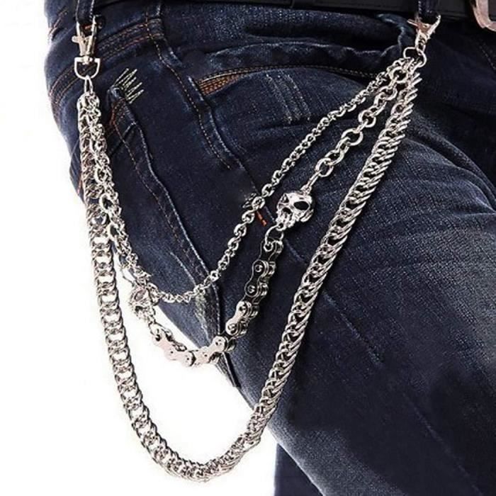 Nogeqi Chaîne De Pantalon Gothique En Argent Avec étoile Argentée