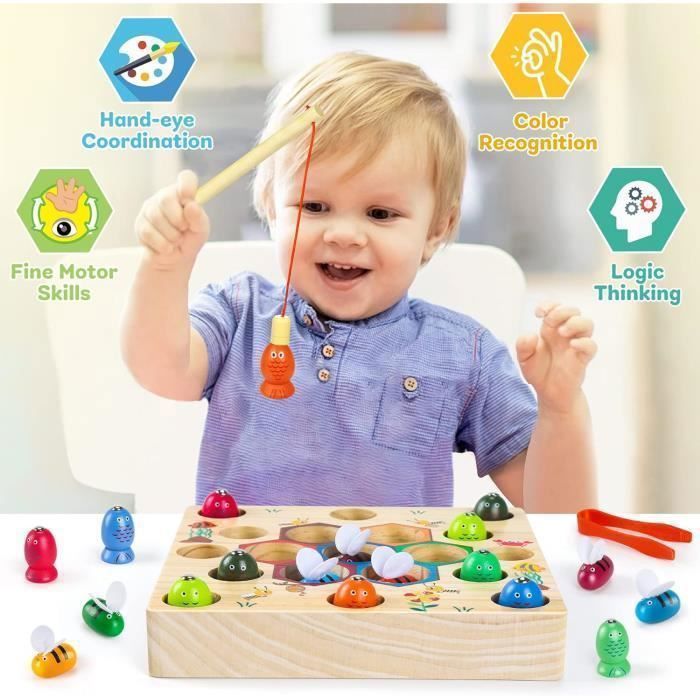 Jouet Montessori en bois éducatif 2 en 1 pour enfants 3 ans et plus Jouet Montessori en bois éducatif 2 en 1 pour enfants 3 ans et plus