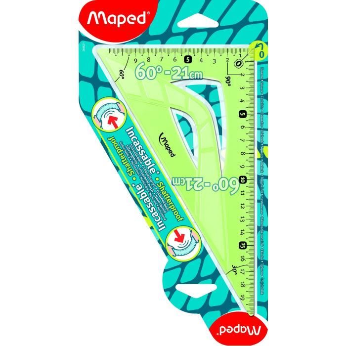 Équerre Maped Incassable 21cm - 45° Bleu Transparent - Scolaire & Pro