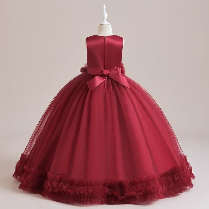 Robe de demoiselle d'honneur rouge à paillettes en dentelle et tulle a Robe de demoiselle d'honneur rouge à paillettes en dentelle et tulle a