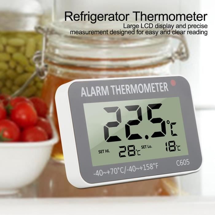 Qiilu thermomètre enregistreur congelateur Alarme Numérique sans Fil  Thermomètre avec 2 Pièces Capteur Min Maximum Affichage Min Max Thermomètre