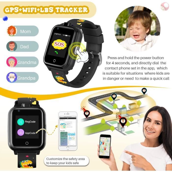 Bracelet Smartwatch Enfants 4G Krostming - Montre Connectée Rose Pour Enfants