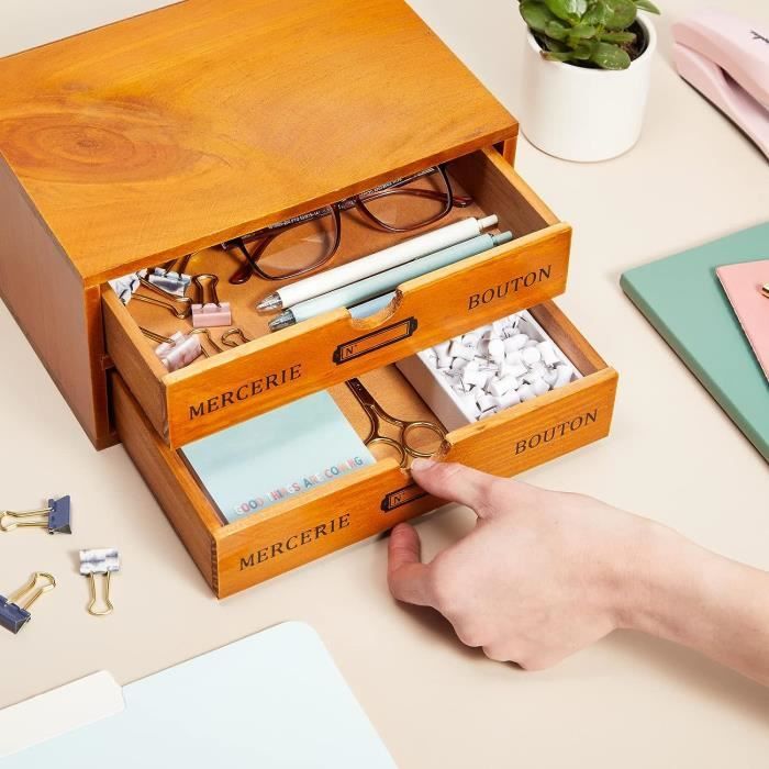Petite Boîte De Rangement En Bois Avec Tiroirs, Organisateur De Bureau ...
