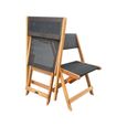 Chaise pliante en bois exotique "Seoul" - Maple - Noir - Lot de 2 44 x 49 x 79 cm - Hauteur d'assise : 45 cm,-2