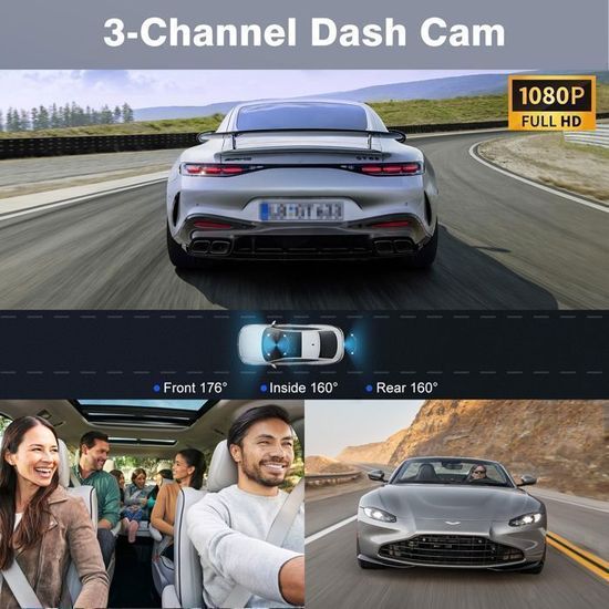 Dashcam Wi-Fi Avant/arrière 2K + 1080P - Écran IPS 3 Pouces, Vision Nocturne, Carte 128 Go Incluse - Avec Mode Parking 24h Et Assistant De Recul - 2