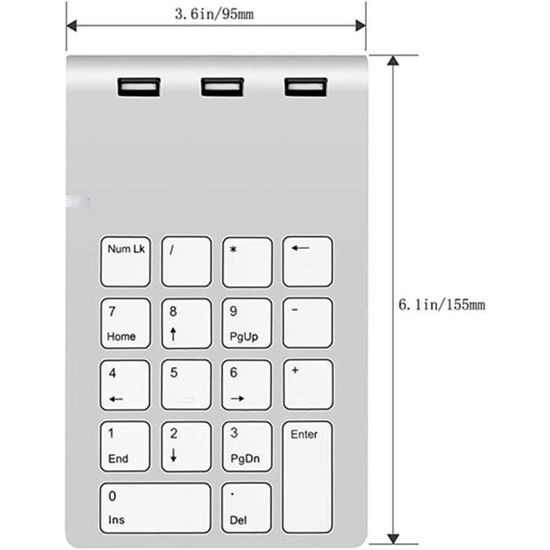 Le clavier numérique USB portable, clavier numérique externe avec 3 ports  USB 2.0 pour iMac, MacBook Air, MacBook Pro, MacBook, Mac Mini, PC et  ordinateurs portables