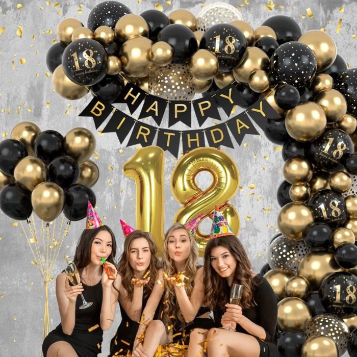 Décoration Anniversaire 18 ans Garcon Or Noir - Humairc - Ballon Anniversaire Fille - Maison Décoration Anniversaire 18 ans Garcon Or Noir - Humairc - Ballon Anniversaire Fille - Maison