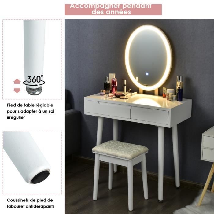 Coiffeuse Table De Maquillage Maria VICCO Avec LED Blanc - NEUF