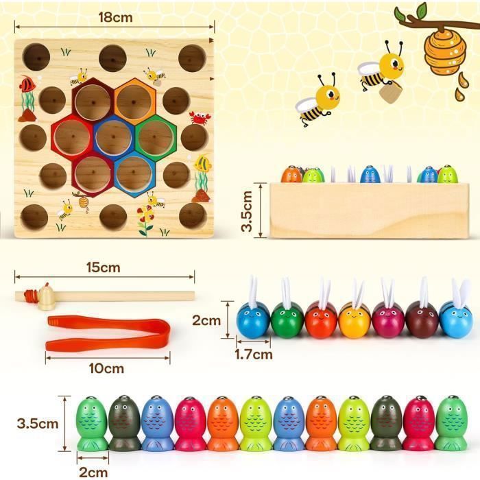 KIMIGO Jouet Bebe 1 An Jeux Educatif De Montessori Pêche, Pour Enfant 1 2 3 Ans Fille Garçon Bébé De 6 9 12 18 Mois, Idée Cadeau Pour Garçons Filles Fête, Noël