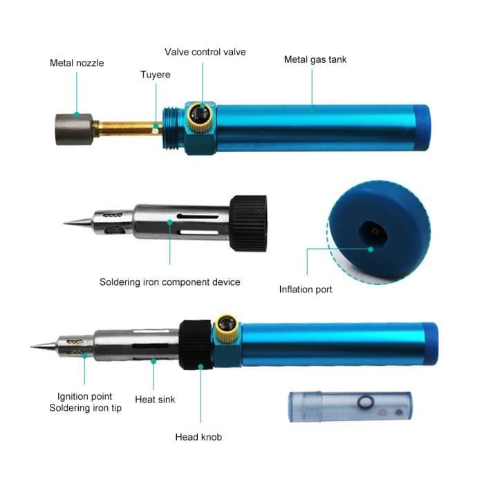 Fer à Souder Au Butane Sans Fil 4 En 1 – Allumage Auto, Température Réglable 250-450°C, Kit Pro Pour Soudure Précise