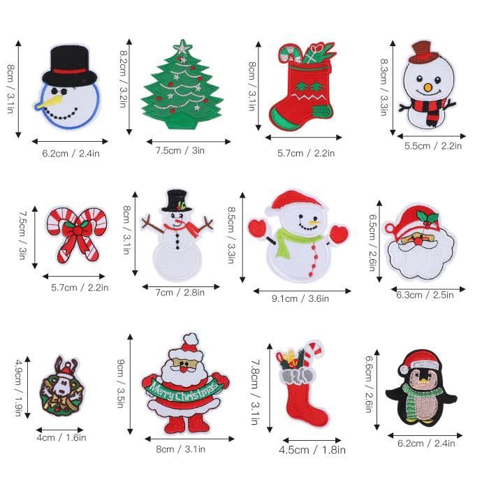 Patchs Brodés De Noël à Repasser - Appliques Pour Vêtements Et Accessoires - Marque Laughing Lizards