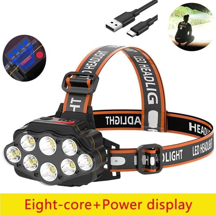 Lampe Frontale,Torche Frontale 18000 Lumens 8 LED 8 Modes d Lampe Frontale,Torche Frontale 18000 Lumens 8 LED 8 Modes d
