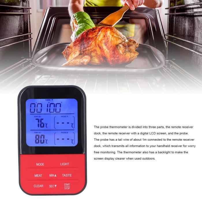 YOSOO Thermomètre de cuisson Thermomètre à viande Sonde alimentaire  numérique Télécommande Lecture instantanée pour la
