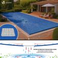 Bâche piscine rectangulaire double couche VOUNOT 4x8m - Polyethylene 160 gr/m2 - Filet écoulement - Bleue-3