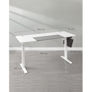Bureau Assis-Debout Électrique Réglable Hauteur - Plateau 60x60 Cm, Hauteur 67-115 Cm, Charge Max 120 Kg - Fonction Rappel Sédentarité