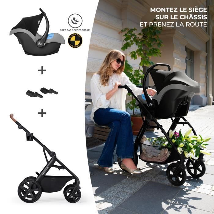 Kinderkraft MOOV Poussette 3 en 1, Poussette Canne, Trio, Poussette Bebe,  Landau Bébé, Avec Siège Auto, 25kg, Gris & BIOLANE - Huile d'Amande Douce 