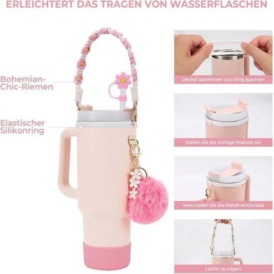 Set D'accessoires Pour Tasse Stanley, Contient 6 Bouchons En Silicone Anti Fuite 2 Pailles 1 Couvercle En Silicone Pour Tasses Stanley De 1 2 L Et 850 Ml Tasses Non Incluses