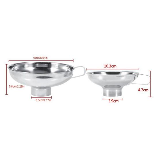 Lot De 2 Entonnoirs à Confiture En Acier Inoxydable Pour