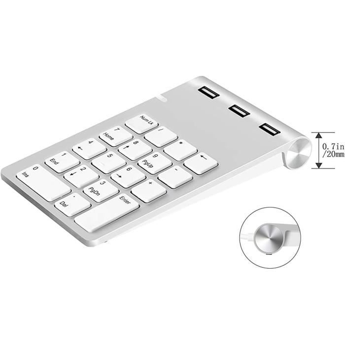 Le clavier numérique USB portable, clavier numérique externe avec 3 ports  USB 2.0 pour iMac, MacBook Air, MacBook Pro, MacBook, Mac Mini, PC et  ordinateurs portables
