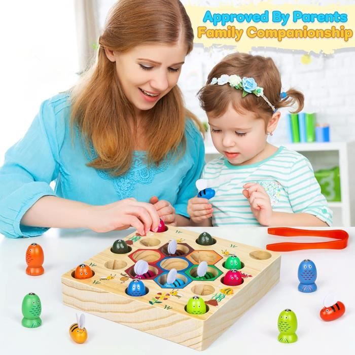 Jeux Montessori, Jouet Enfant 2 en 1 Garcon Fille Éducatif 3 Ans, Jouet en  Bois, Jeu de Peche, Jeu de Tri, Récolte de Carottes - Cdiscount Jeux -  Jouets