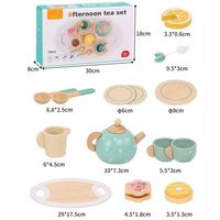 Service à Thé En Bois Montessori – 15 Pièces, Plateau, Théière, Biscuits, Cadeau Fille 3-6 Ans