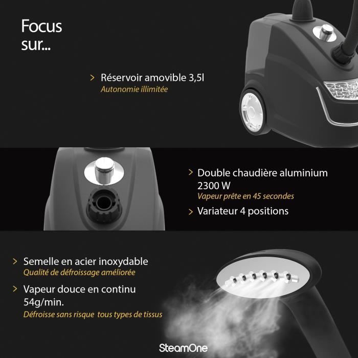 Défroisseur Vapeur Vertical Ulsonix 2000W - 2,97L - Chauffage 45s - Pour Vêtements, Rideaux - 164 Cm